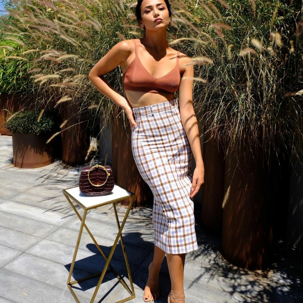 Zara check pensil skirt